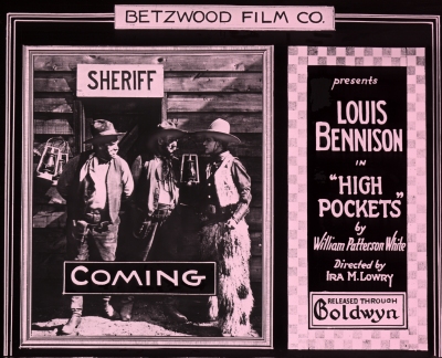 historic lantern slide promoting High Pockets film